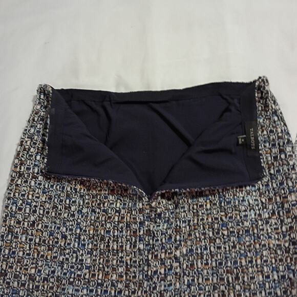 Talbots 8 Wool Blend Knee Length Grey/Multicolor Geometric Plaid Skirt Lined - Picture 5 of 10